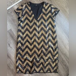 H&M Black‎ and Gold Sequin Mini Dress